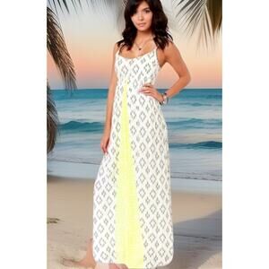 O' Neill Lagoon Maxi Dress Yellow Summer Boho Sundress Surfer Beachy Fairy Sz 7